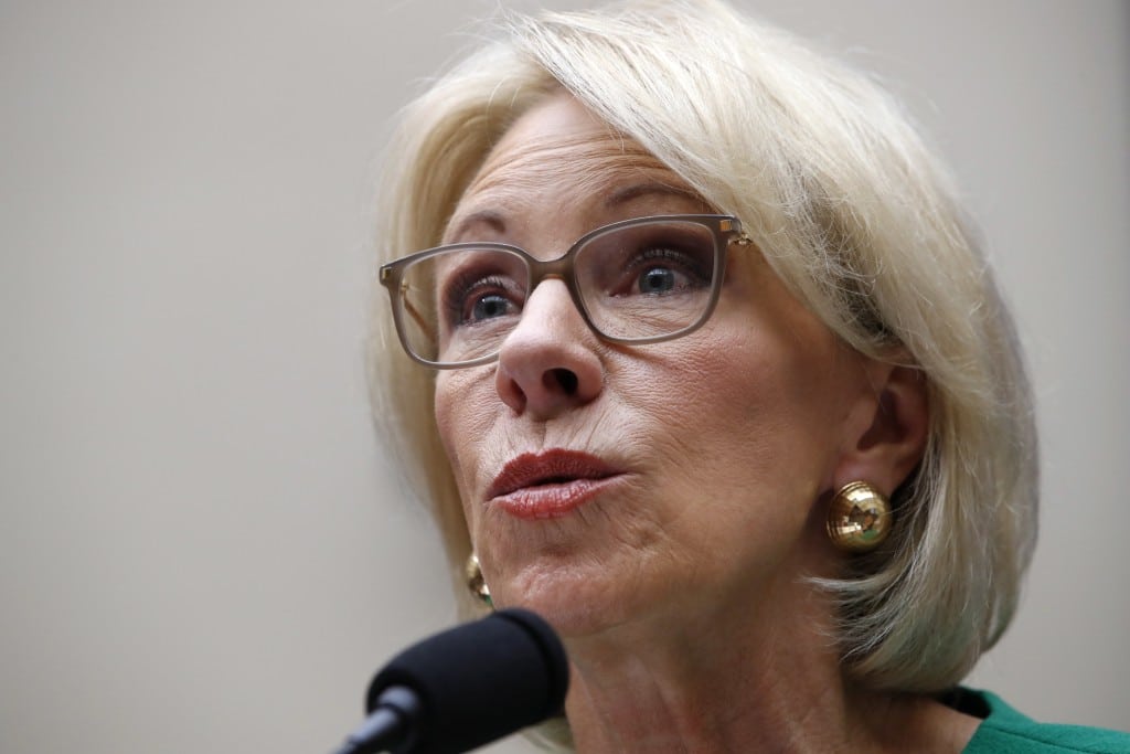 Former Secretary of Education Betsy DeVos testifying in front of the House Education Committee