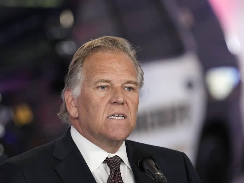 Michigan U.S. Senate candidate Mike Rogers during a Trump campaign event in 2024