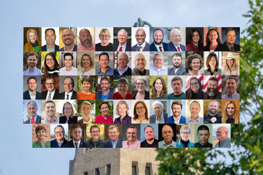 A collage of the 61 candidates that ran for Nebraska Legislature across 25 races