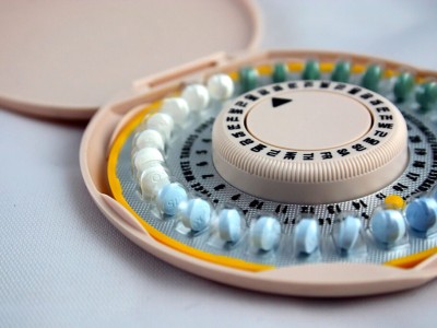A close up of a packet of birth control pills