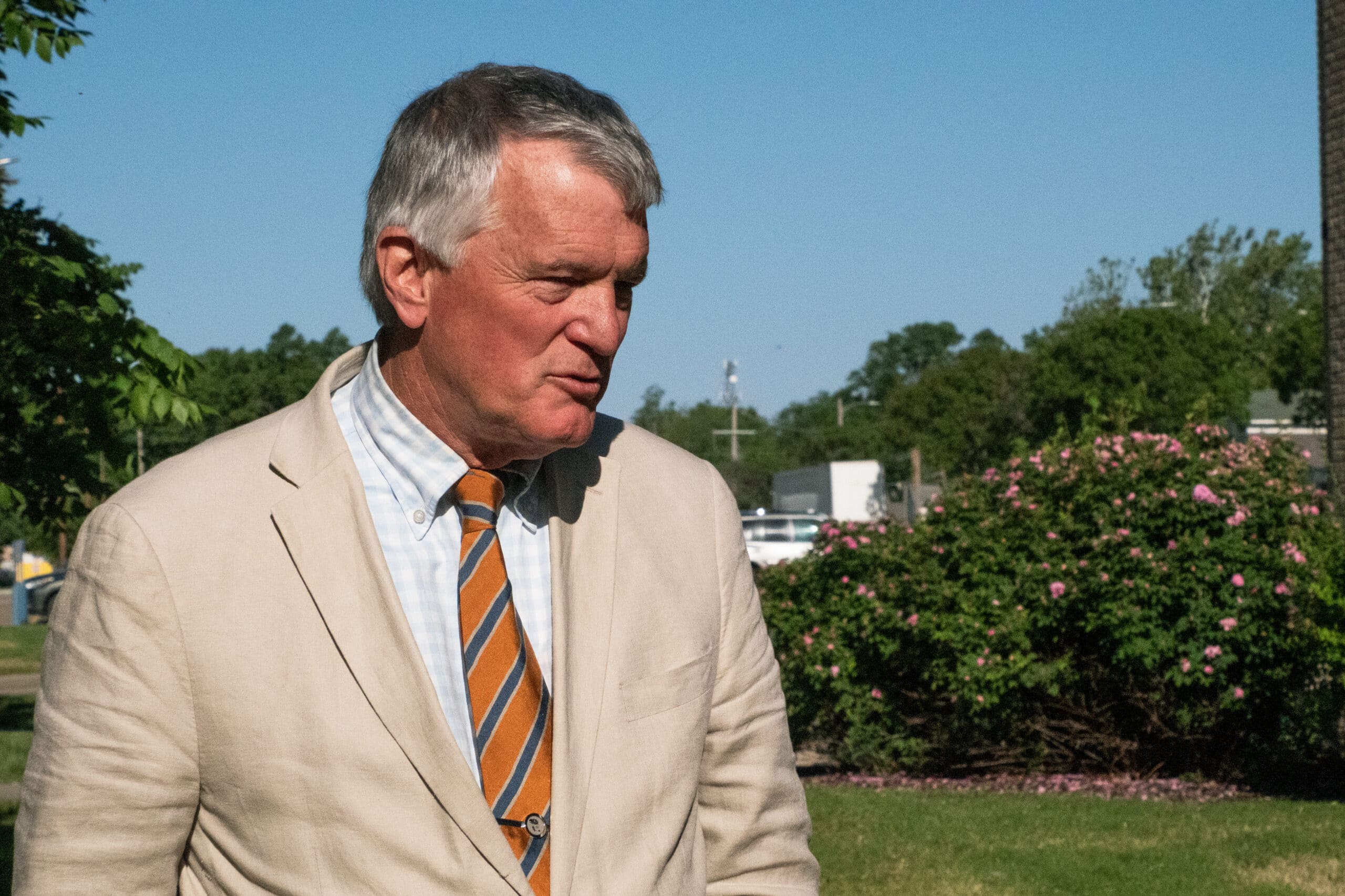 The statewide legal aid organization Kansas Legal Services represented 11 Stormont Vail patients who qualified for free care but were sued for medical debt. KLS executive director Matt Keenan, appears on May 12, 2026, after a court hearing in Topeka