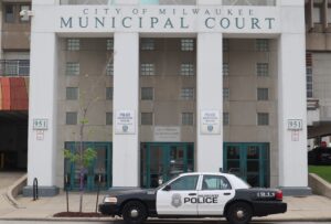 A Milwaukee police squad in front of the Municipal Court downtown. (Photo | Isiah Holmes)