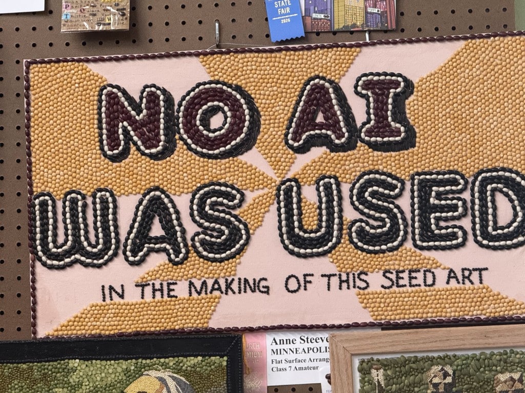 Seed art spelling out "NO AI WAS USED IN THE MAKING OF THIS SEED ART."